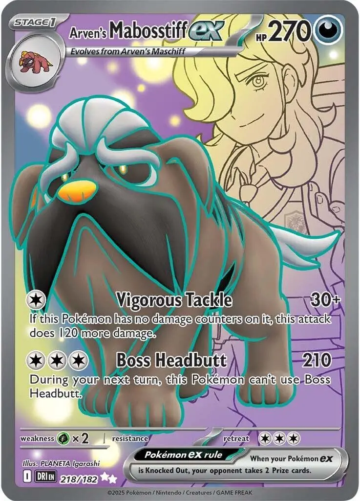 Arven's Mabosstiff Ex (218/182) [Scarlet & Violet: Destined Rivals] 1