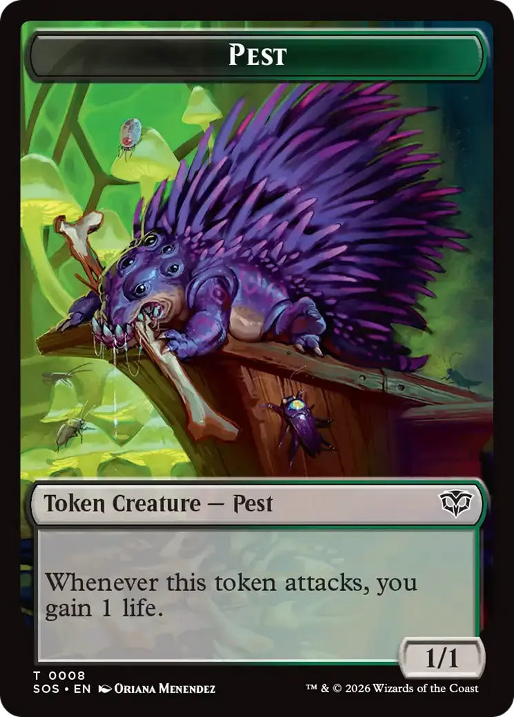Fractal (0004) // Pest (0008) Double-Sided Token [Secrets Of Strixhaven Tokens] 2