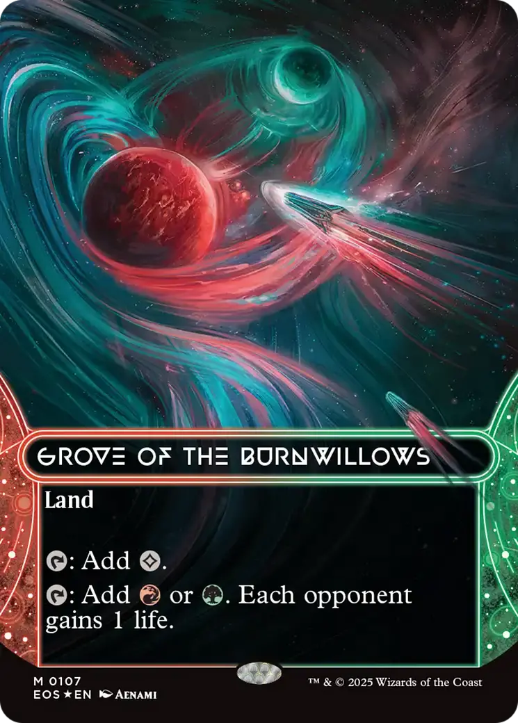 Grove Of The Burnwillows (0107) (Borderless) (Galaxy Foil) [Edge Of Eternities: Stellar Sights] 1