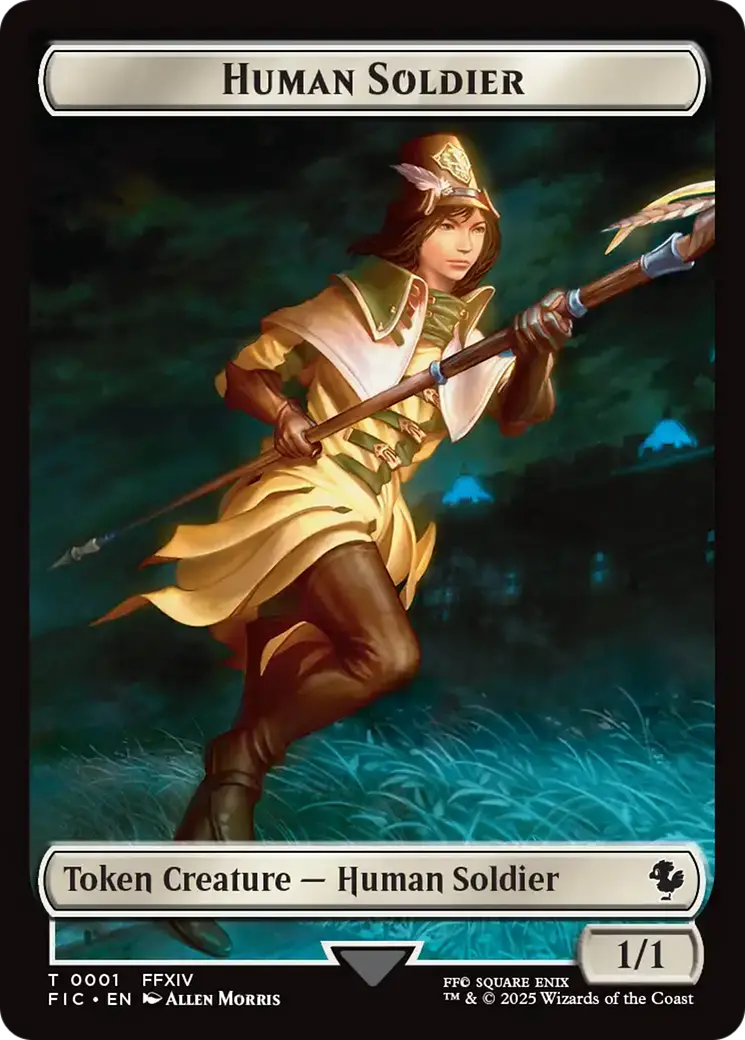 Human Soldier // Hero (0033) Double-Sided Token (Surge Foil) [Final Fantasy Commander Tokens] 1
