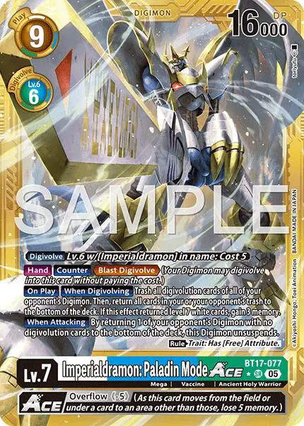 Imperialdramon: Paladin Mode Ace [Bt17-077] (Gold Border) [Advanced Booster Digimon Generation] 1