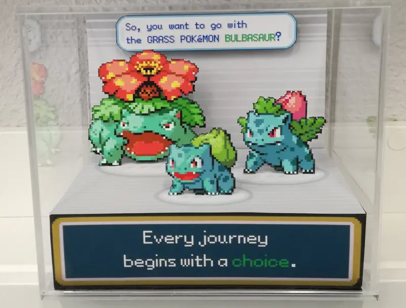 Pokemon Fire Red Evolution Bulbasaur Cubic Diorama 1