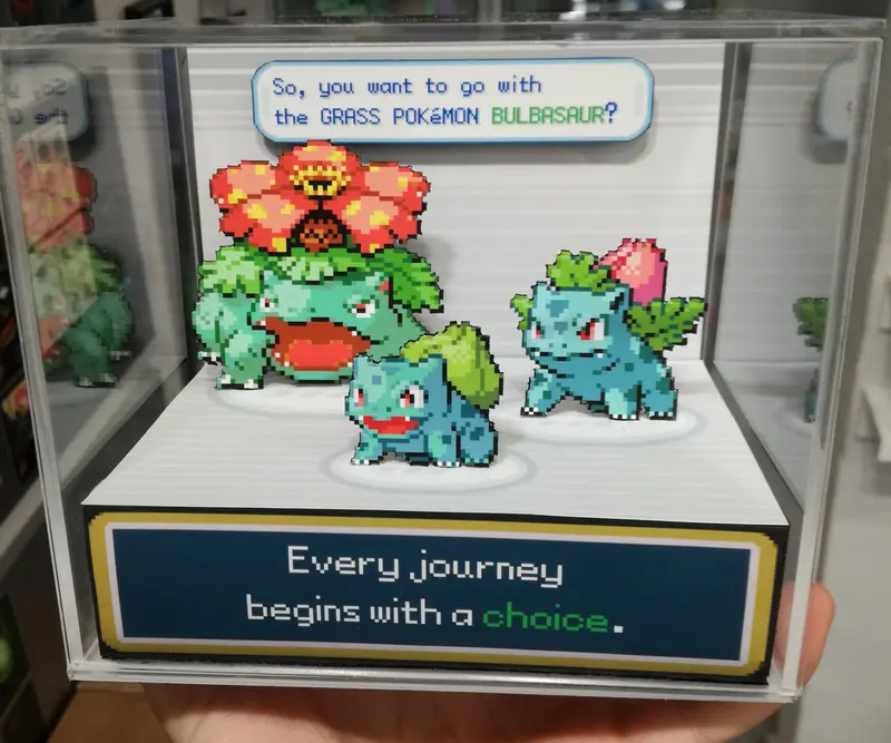 Pokemon Fire Red Evolution Bulbasaur Cubic Diorama 2