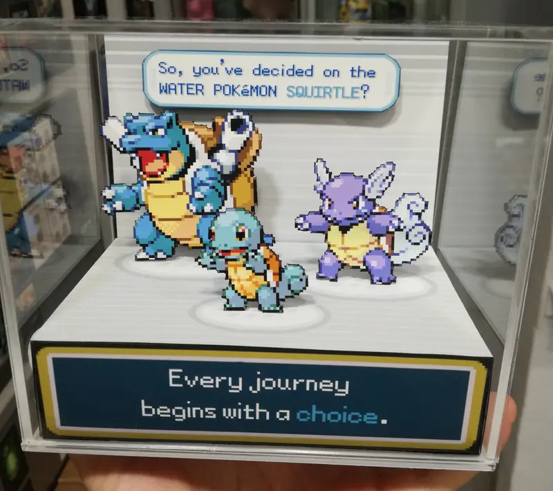 Pokemon Fire Red Evolution Squirtle Cubic Diorama 2