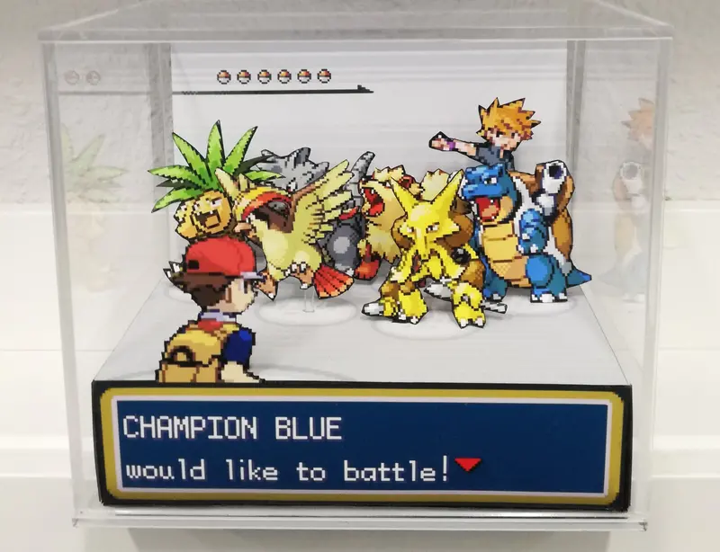Pokemon Fire Red/ Leaf Green Blue Battle Cubic Diorama 1