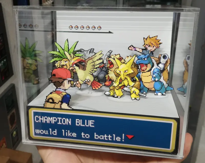 Pokemon Fire Red/ Leaf Green Blue Battle Cubic Diorama 2