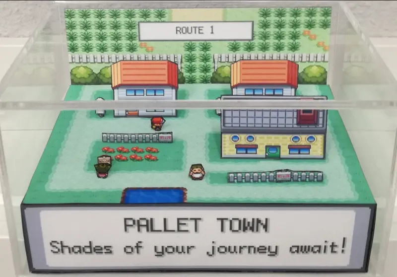 Pokemon Fire Red Pallet Town Flat Cubic Diorama 1
