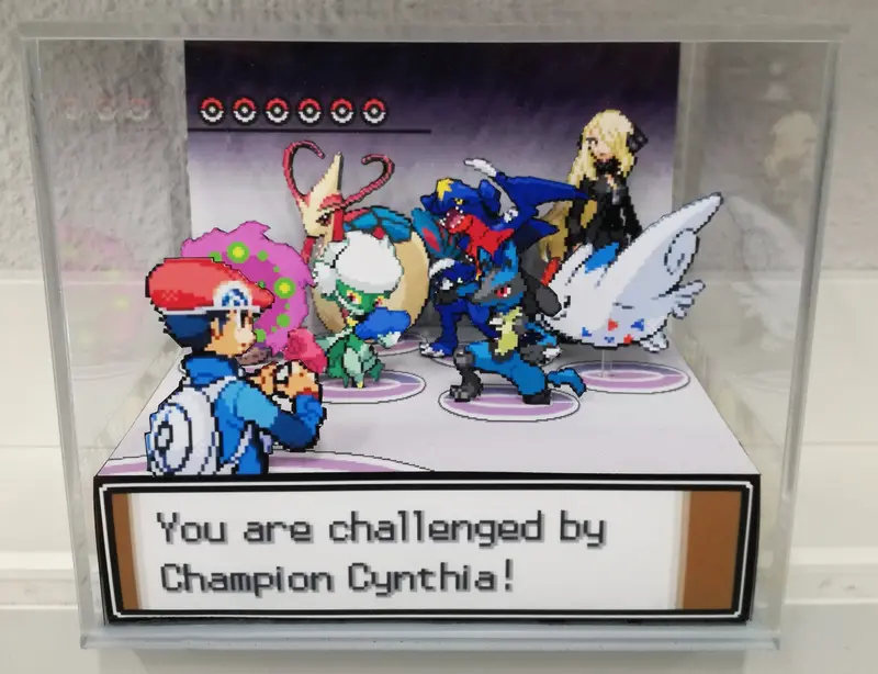 Pokemon Platinum Cynthia Battle Cubic Diorama 1