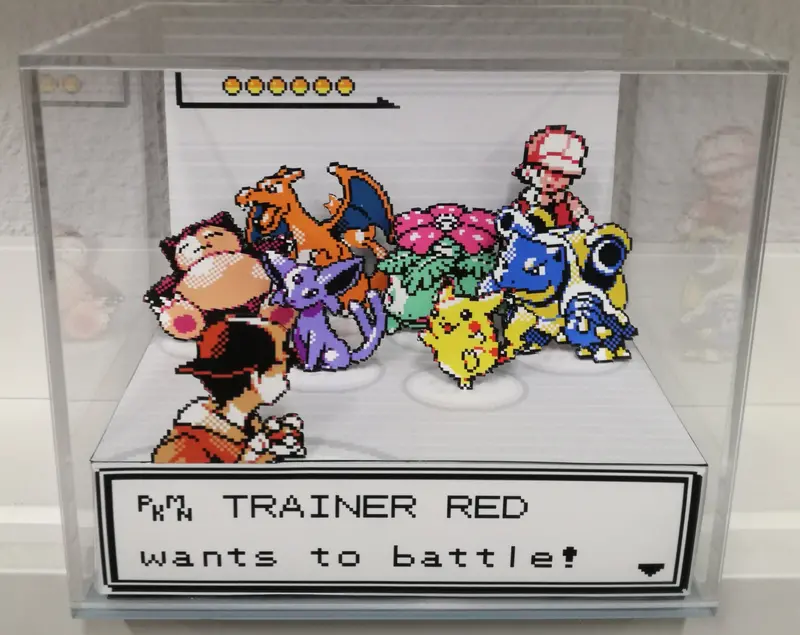 Pokemon Silver/Gold Red Battle Cubic Diorama 1
