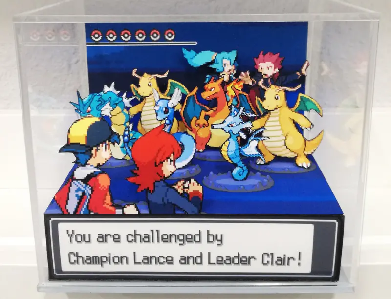 Pokemon Soul Silver/Heart Gold Lance And Clair Battle Cubic Diorama 1