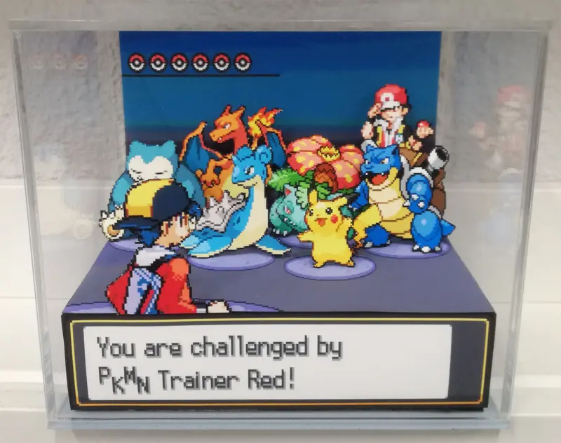 Pokemon Soul Silver/Heart Gold Red Battle Cubic Diorama 1