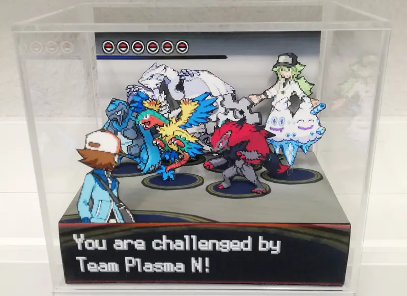 Pokemon White/Black Team Plasma N Battle Cubic Diorama 1