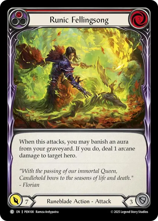 Runic Fellingsong (Red) (Rainbow Foil) [Pen100] (Compendium Of Rathe)  Rainbow Foil 1