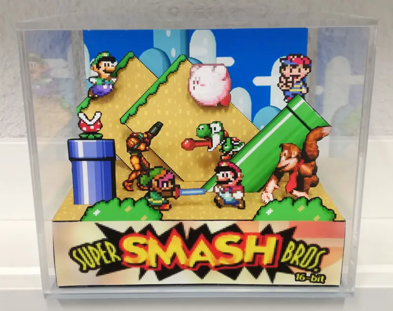 Super Smash Bros Snes Cubic Diorama 1