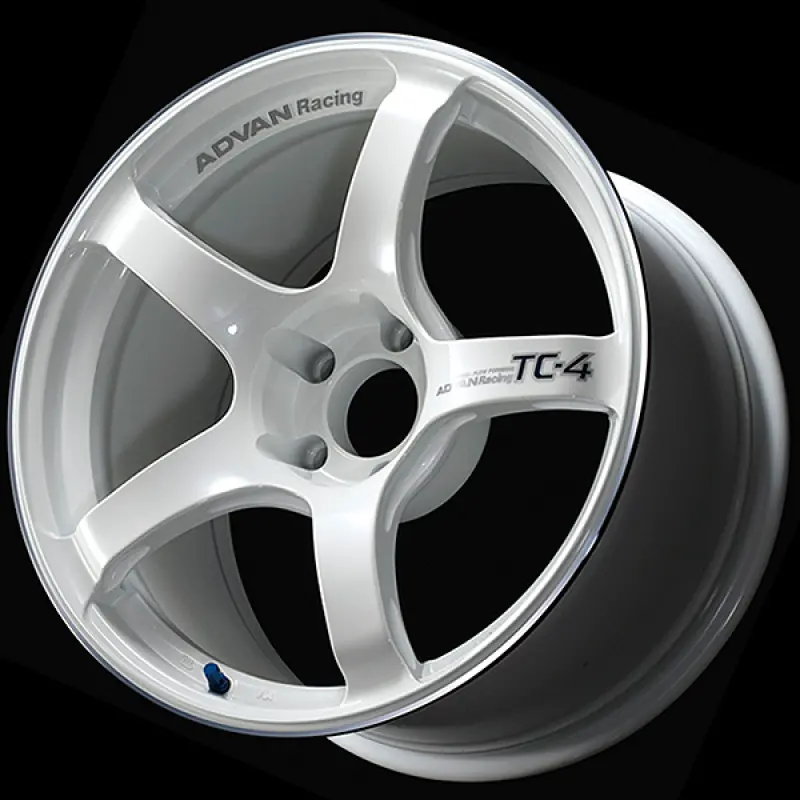 Advan Tc4 Racing Wheel – 18X8 Inch, +37 Offset, 5X100 Pcd, White Metallic Finish With Machined Ring 1