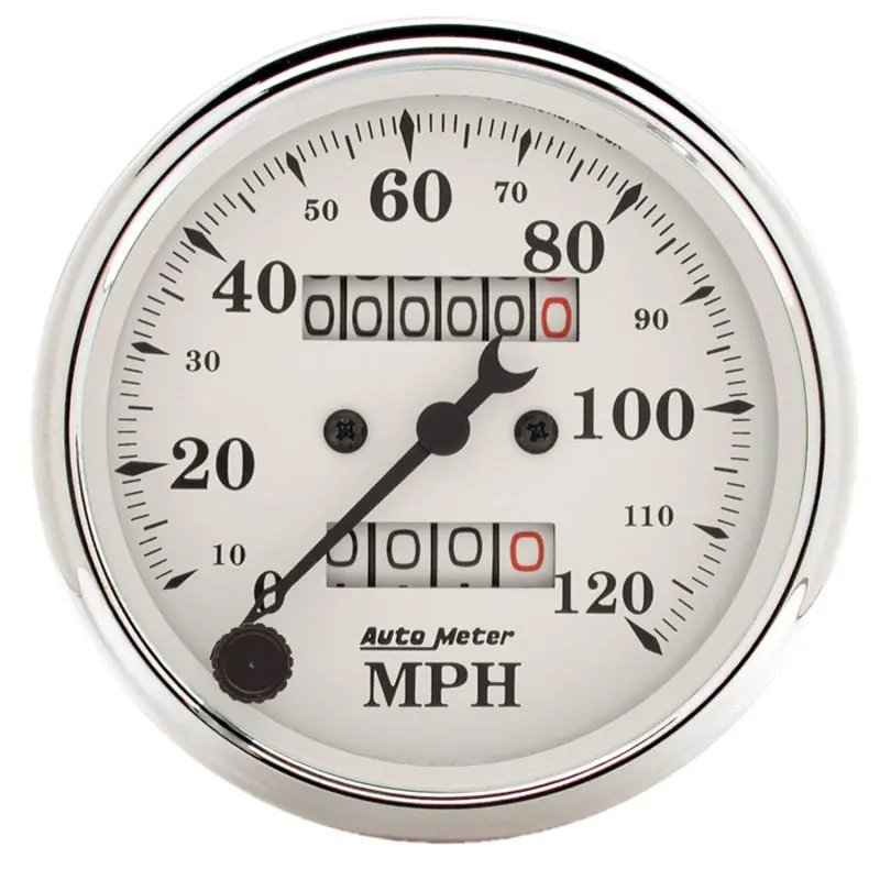 Autometer 3-1/8" Mechanical Speedometer – 120 Mph Range, Vintage White Dial 1