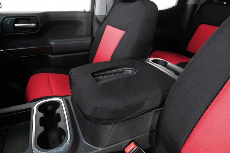 Covercraft Endura Precisionfit Front Row Seat Covers For 2021–2024 Dodge Durango – Red And Black Trim 1