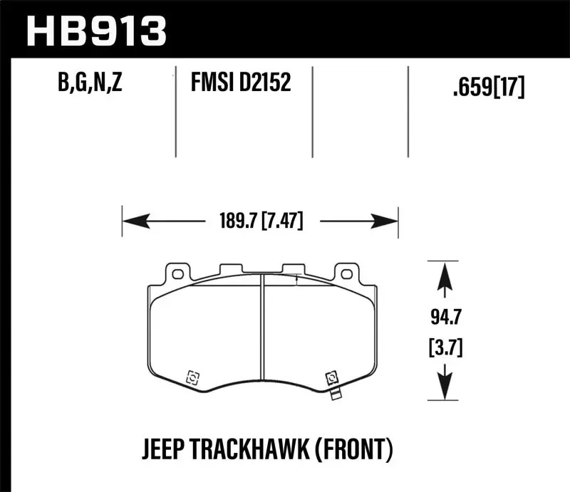 Hawk Performance Hps 5.0 Front Brake Pads For 2018–2019 Jeep Grand Cherokee Trackhawk 1