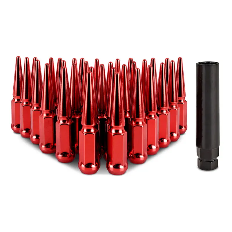 Mishimoto Red Steel Spiked Lug Nuts (M14×1.5, 32-Piece Set) 1
