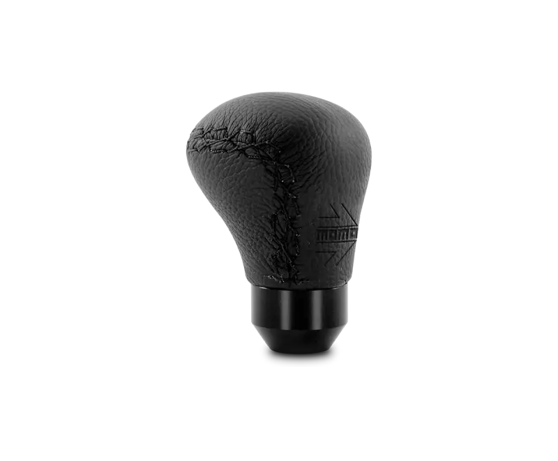 Momo Anatomico Black Leather Manual Shift Knob With Contrasting Black Stitching 1