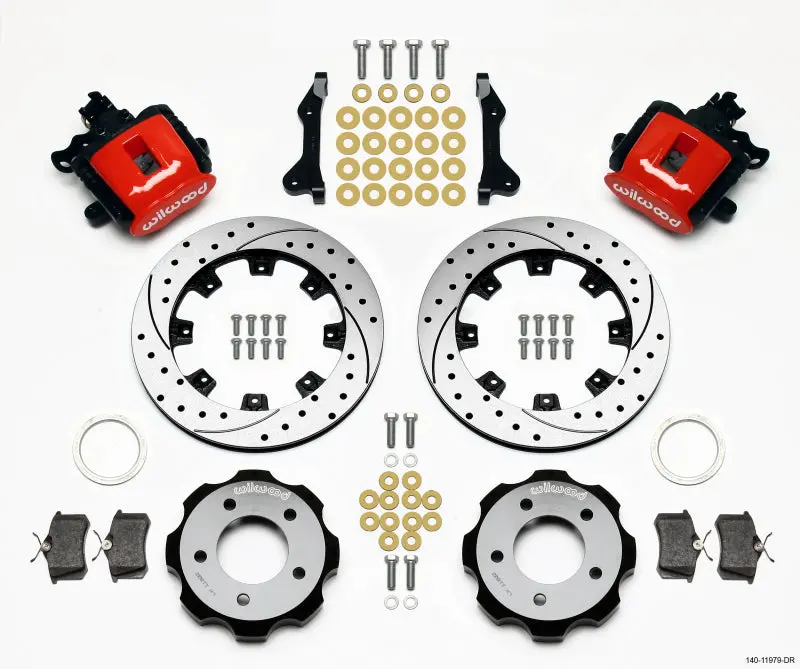 Wilwood Rear Parking Brake Kit — 12.19-Inch Drilled Rotors, Red Finish For 2006+ Honda Civic & Cr-Z 1